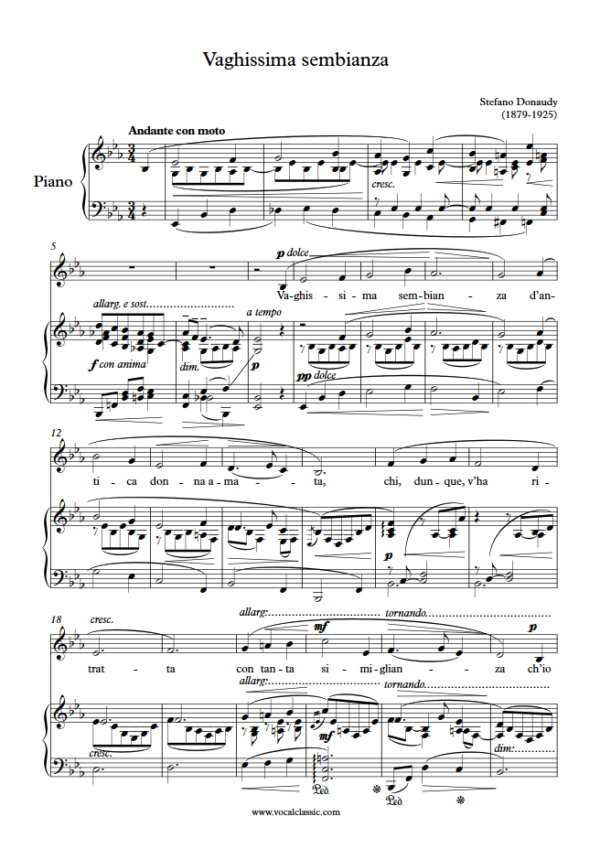 S. Donaudy : Vaghissima sembianza (Eb Key) PDF 2023 한예종 남자 입시곡 Sheet music