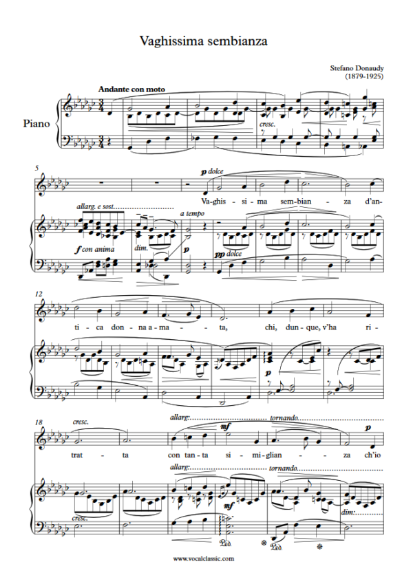 S. Donaudy : Vaghissima sembianza (Gb Key) PDF 2023 한예종 남자 입시곡 Sheet music