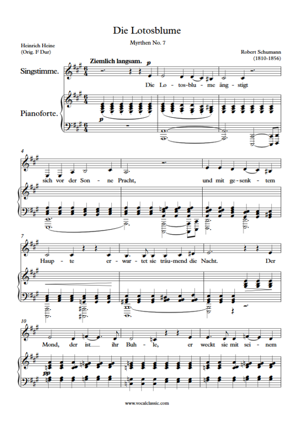 R. Schumann : Die Lotosblume (A Key) PDF Sheet music