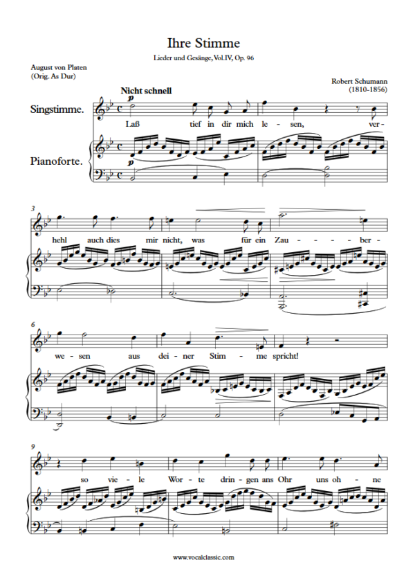 R. Schumann : Ihre Stimme (Bb Key) PDF Sheet music