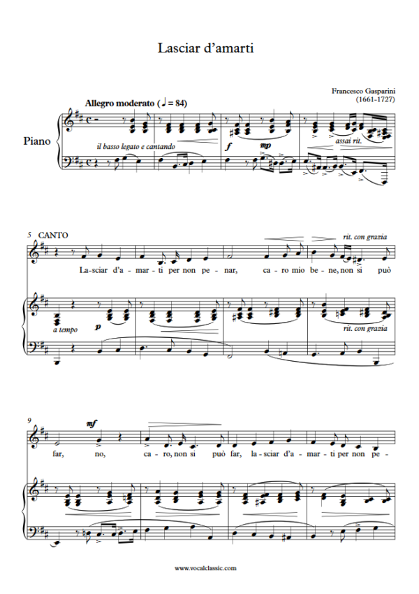 F. Gasparini : Lasciar d’amarti(B minor Key) PDF Sheet music