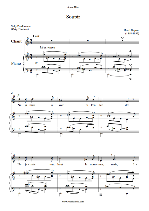 H. Duparc : Soupir (A minor Key) PDF Sheet music