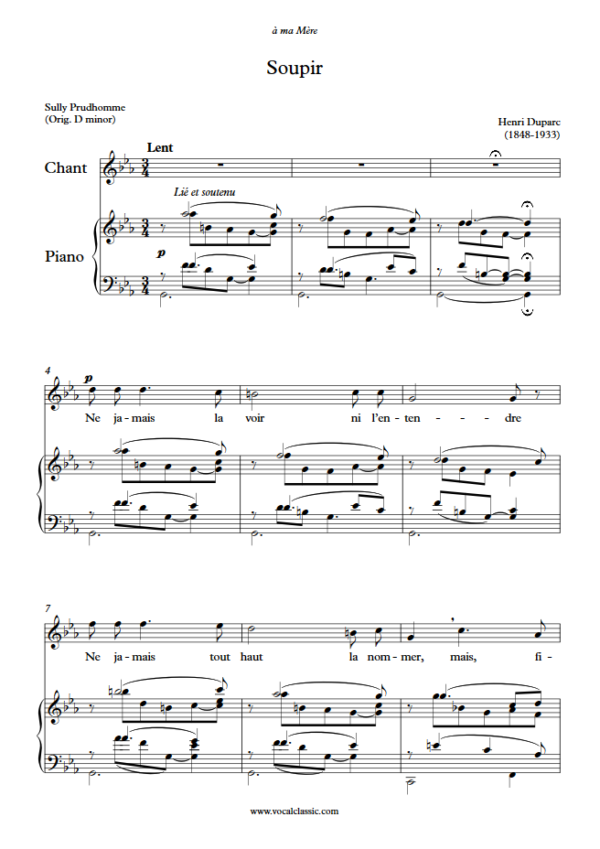 H. Duparc : Soupir (C minor Key) PDF Sheet music