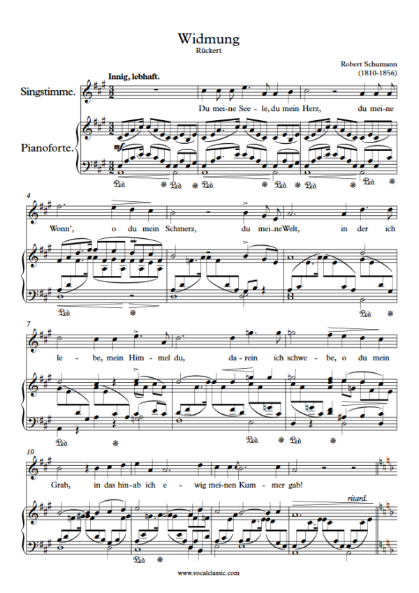 R. Schumann : Widmung (A Key) PDF Sheet music