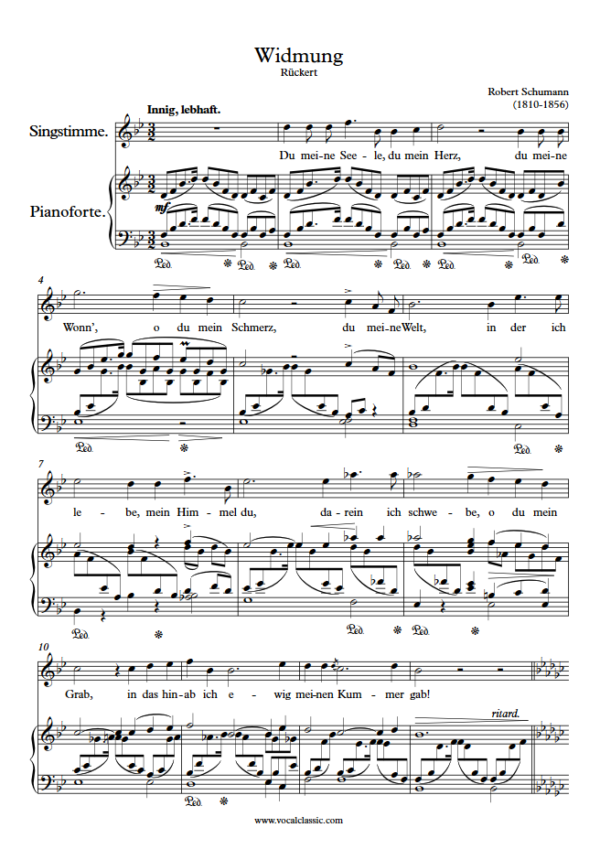 R. Schumann : Widmung (Bb Key) PDF Sheet music