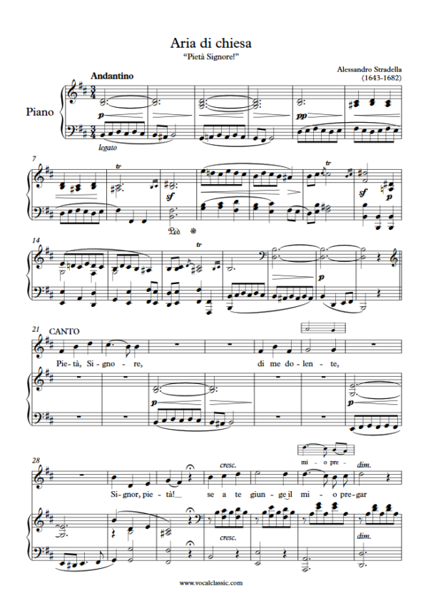 A. Stradella : Aria di chiesa (Pietà, Signore) (B minor Key) PDF Sheet music