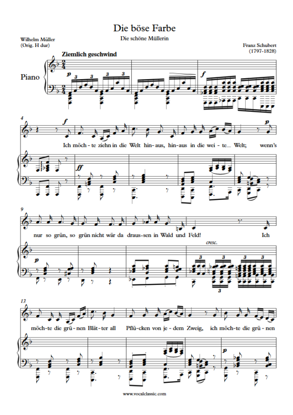 F. Schubert : Die böse Farbe (F Key) PDF Sheet music