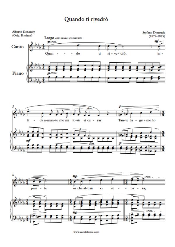 S. Donaudy : Quando ti rivedrò (Bb minor Key) PDF Sheet music