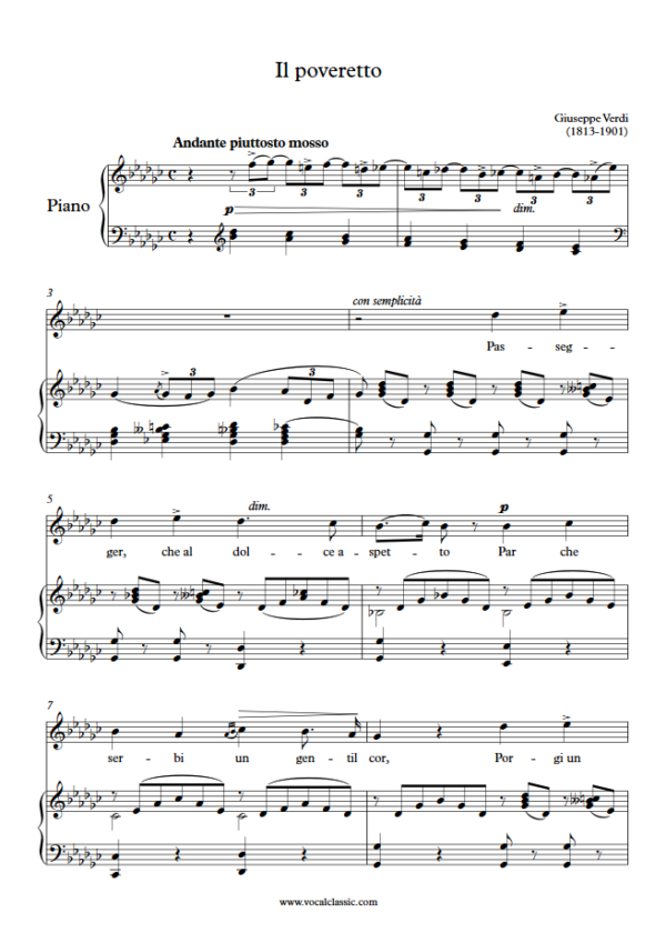 G. Verdi : Il poveretto (Gb Key) PDF Sheet music