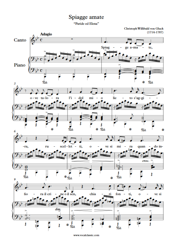 C. Gluck : Spiagge amate (Bb Key) PDF Sheet music