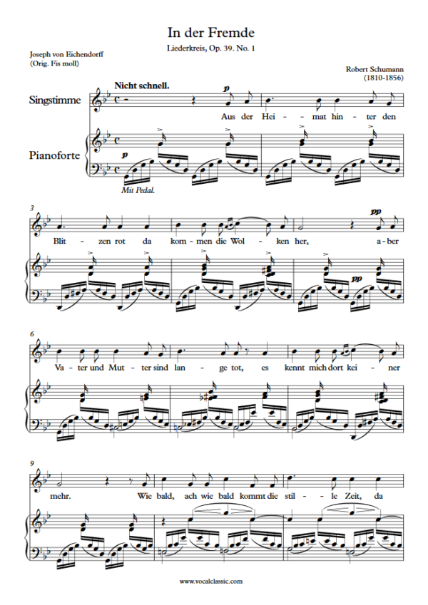 R. Schumann : In der Fremde (G minor Key) PDF Sheet music