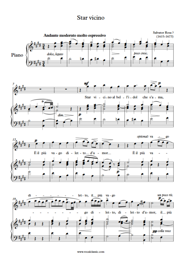 S. Rosa : Star vicino(E Key) PDF Sheet music