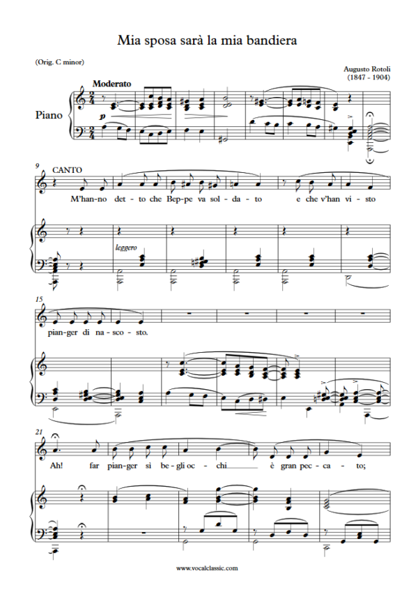 A. Rotoli : Mia sposa sarà la mia bandiera (A minor Key) PDF Sheet music