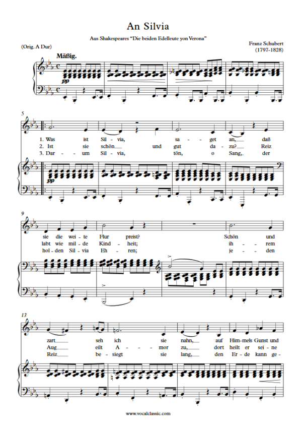 F. Schubert : An Silvia (Eb Key) PDF Sheet music