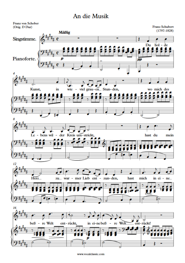 F. Schubert : An die Musik (B Key) PDF Sheet music