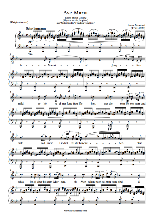 F. Schubert : Ave Maria (Bb Key, Original) PDF Sheet music