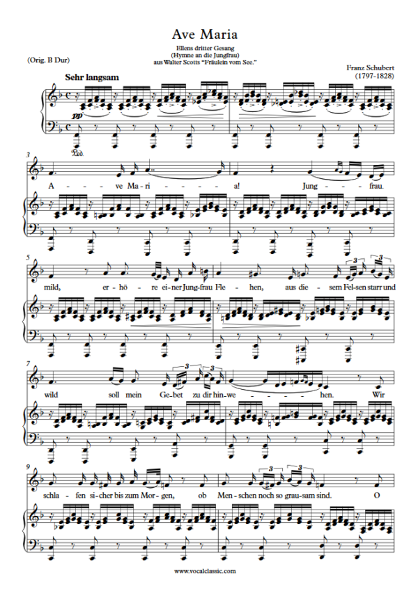 F. Schubert : Ave Maria (F Key) PDF Sheet music