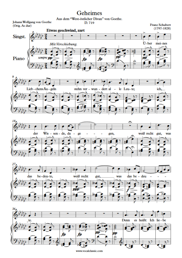 F. Schubert : Geheimes (Gb key) PDF Sheet music