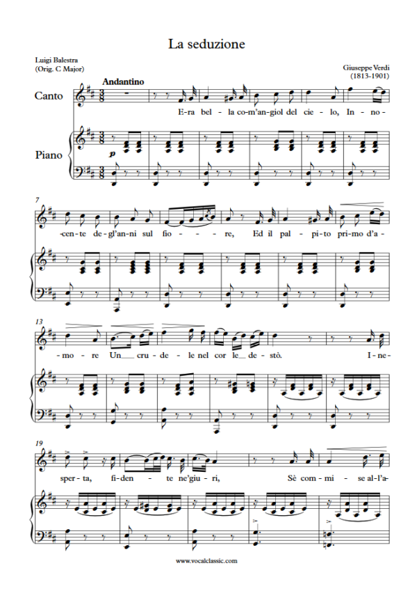 G. Verdi : La seduzione (D Key) PDF Sheet music