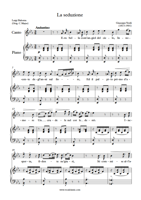 G. Verdi : La seduzione (Eb Key) PDF Sheet music