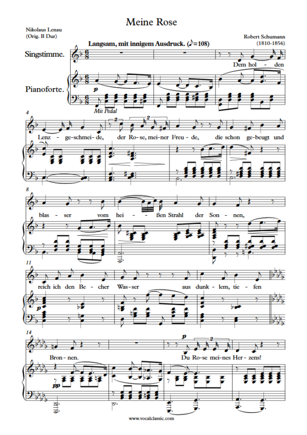 R. Schumann : Meine Rose (F Key) PDF Sheet music