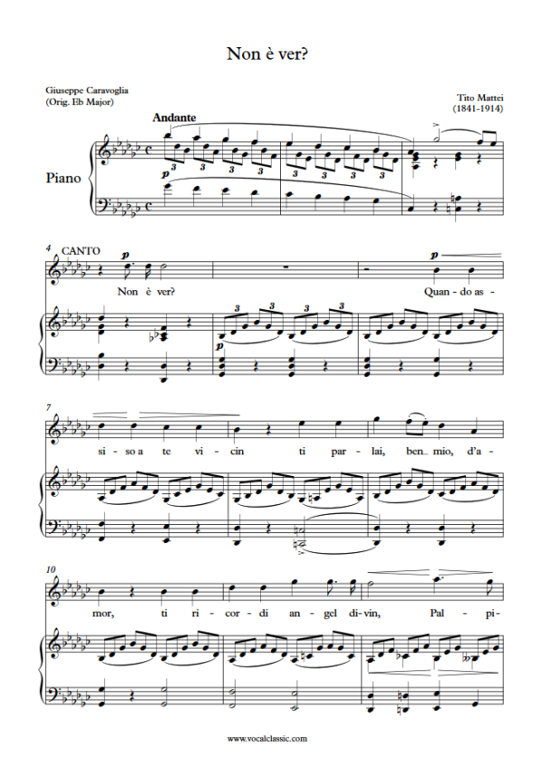 T. Mattei : Non è ver (Gb Key) PDF Sheet music