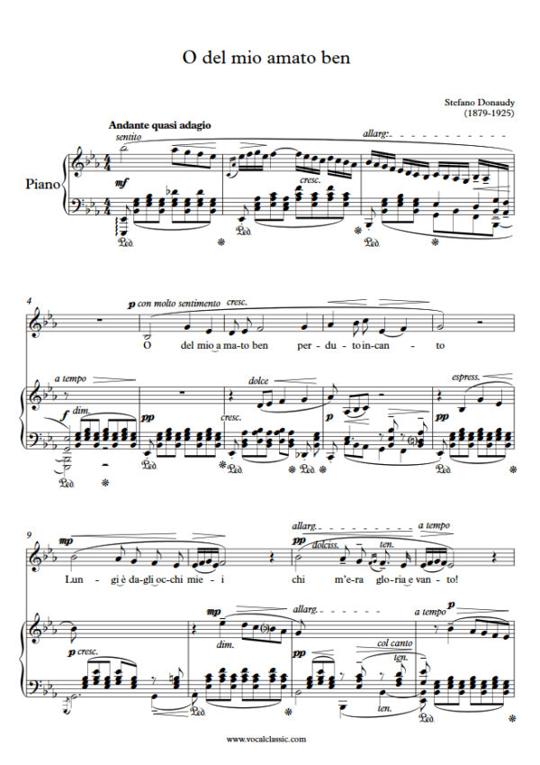 S. Donaudy : O del mio amato ben (Eb Key) PDF Sheet music