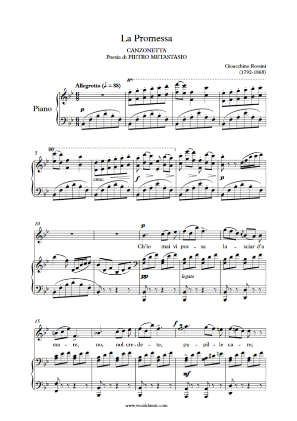 G. Rossini : La Promessa (Bb Key) PDF 2023 한예종 남자 입시곡 Sheet music