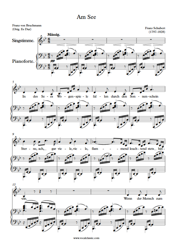 F. Schubert : Am See (Bb key) PDF Sheet music