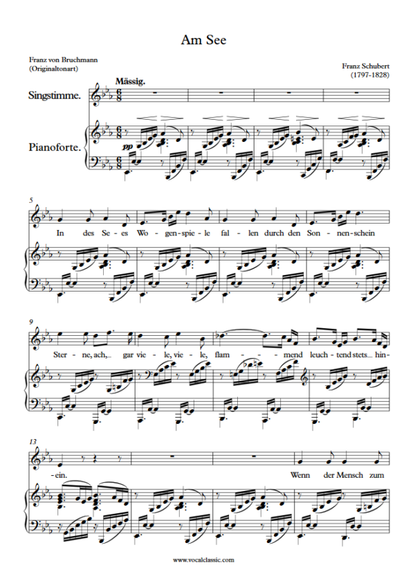 F. Schubert : Am See (Eb key, Original) PDF Sheet music