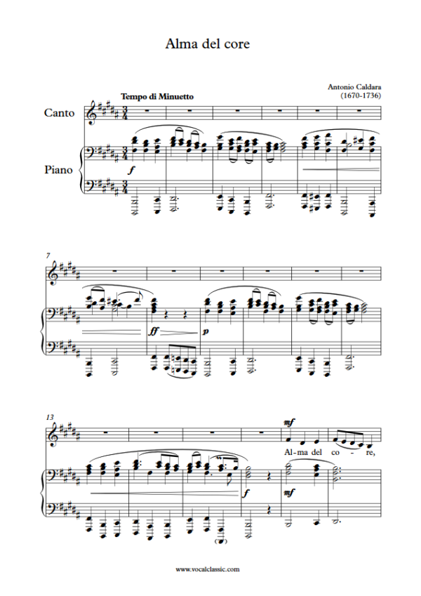 A. Caldara : Alma del core (B Key) PDF 2023 한예종 남자 입시곡 Sheet music