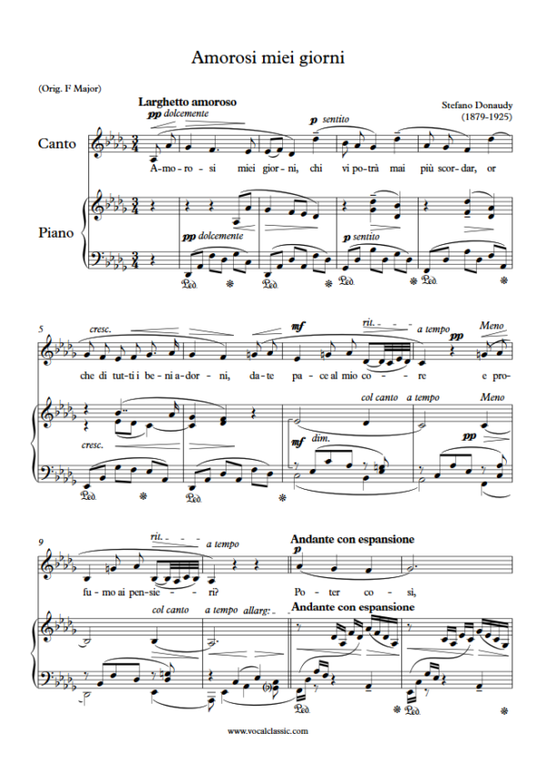 S. Donaudy : Amorosi miei giorni (Db Key) PDF Sheet music