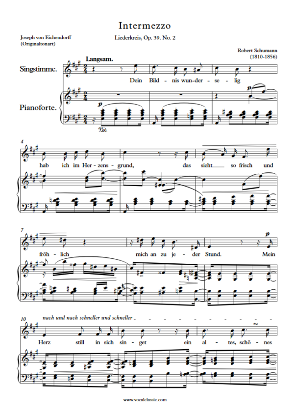 R. Schumann : Intermezzo (A Key, Original) PDF Sheet music