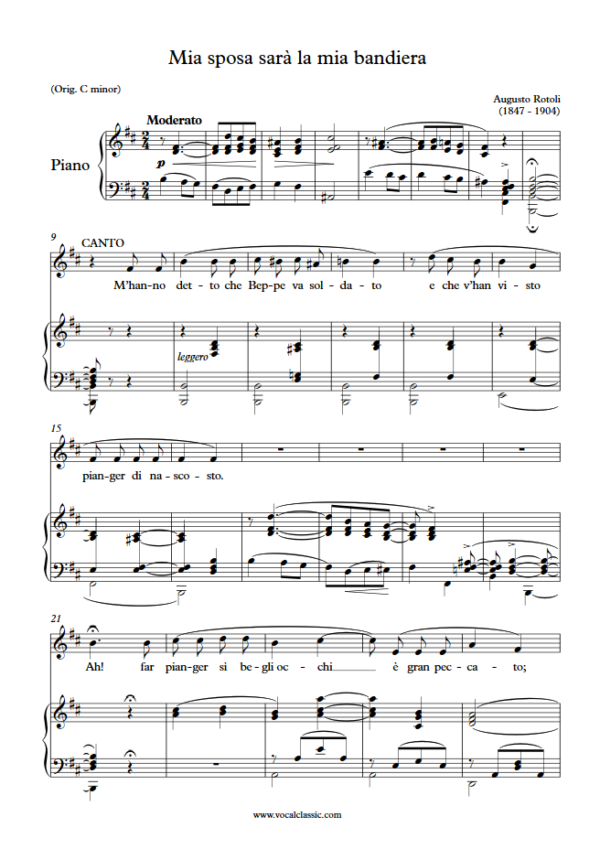 A. Rotoli : Mia sposa sarà la mia bandiera (B minor Key) PDF Sheet music