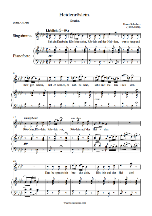 F. Schubert : Heidenröslein (Ab Key) PDF Sheet music