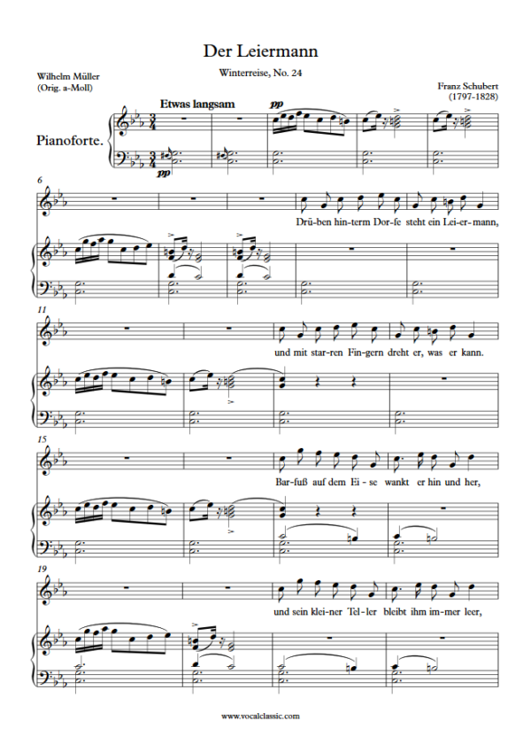 F. Schubert : Der Leiermann (C minor Key) PDF Sheet music