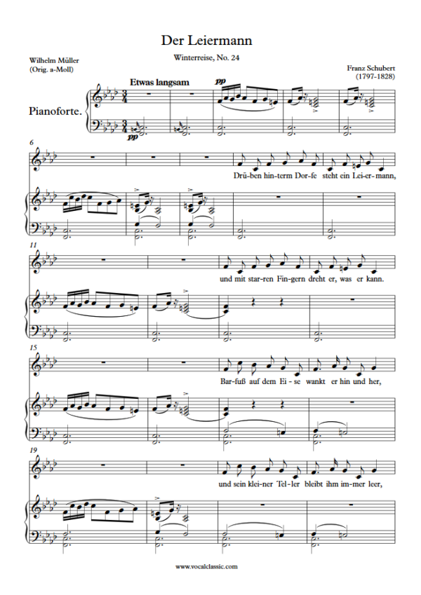 F. Schubert : Der Leiermann (F minor Key) PDF Sheet music