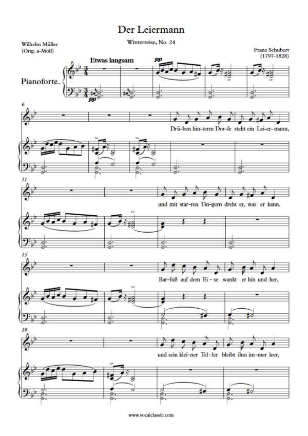 F. Schubert : Der Leiermann (G minor Key) PDF Sheet music