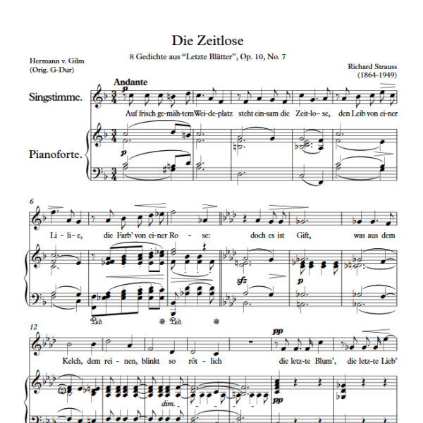 R. Strauss : Die Zeitlose (F Key) PDF Sheet music