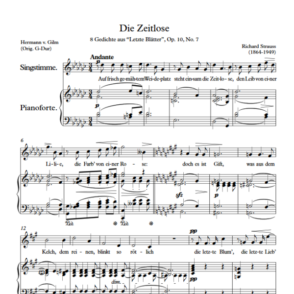 R. Strauss : Die Zeitlose (Gb Key) PDF Sheet music