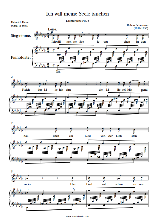 R. Schumann : Ich will meine Seele tauchen (Bb minor Key) PDF Sheet music