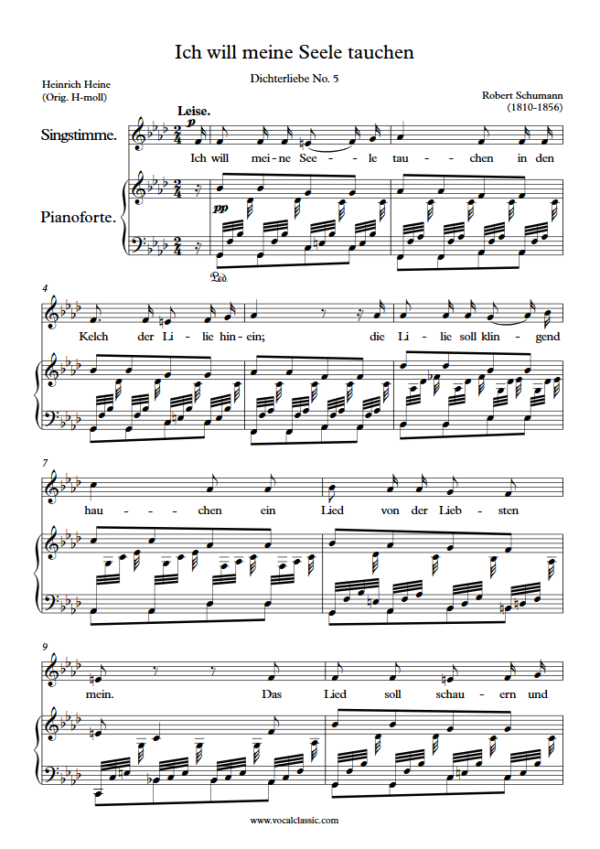 R. Schumann : Ich will meine Seele tauchen (F minor Key) PDF Sheet music