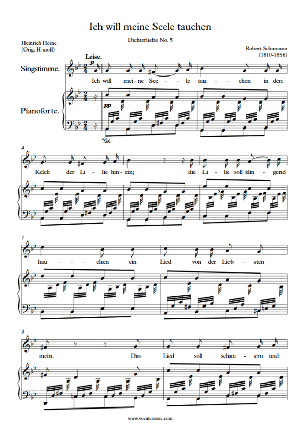 R. Schumann : Ich will meine Seele tauchen (G minor Key) PDF Sheet music