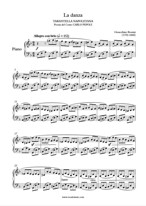 G. Rossini : La danza (F Key) PDF Sheet music