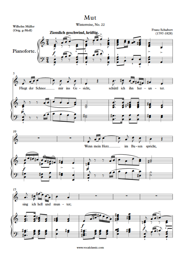 F. Schubert : Mut (A minor Key) PDF Sheet music