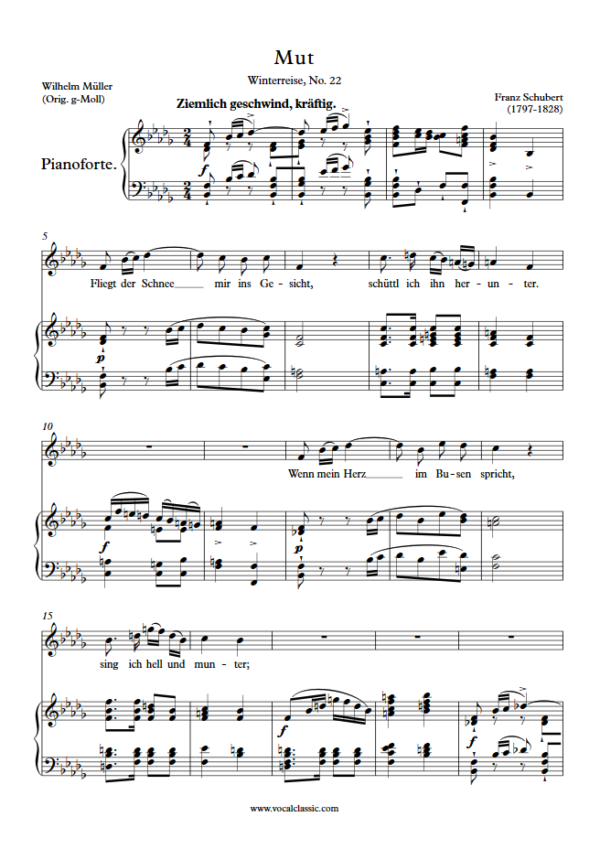 F. Schubert : Mut (Bb minor Key) PDF Sheet music