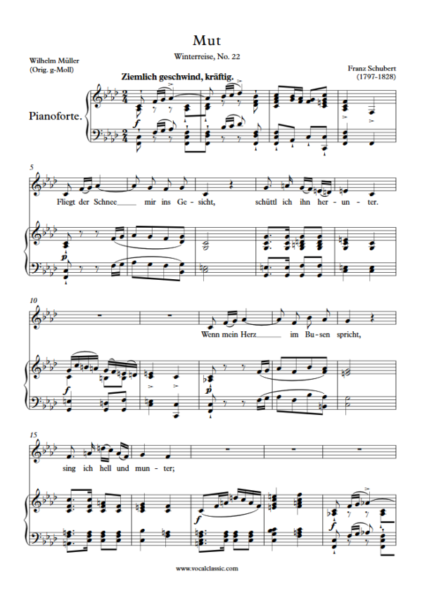 F. Schubert : Mut (F minor Key) PDF Sheet music