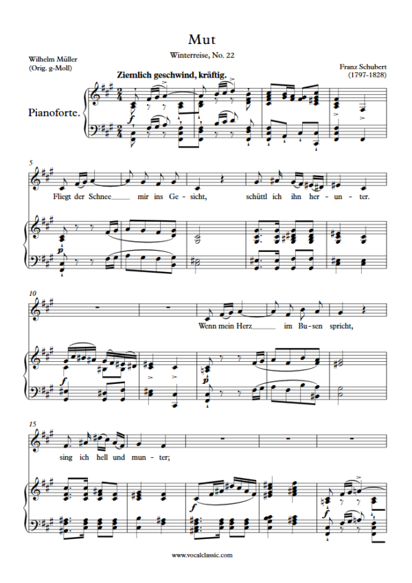 F. Schubert : Mut (F sharp minor Key) PDF Sheet music