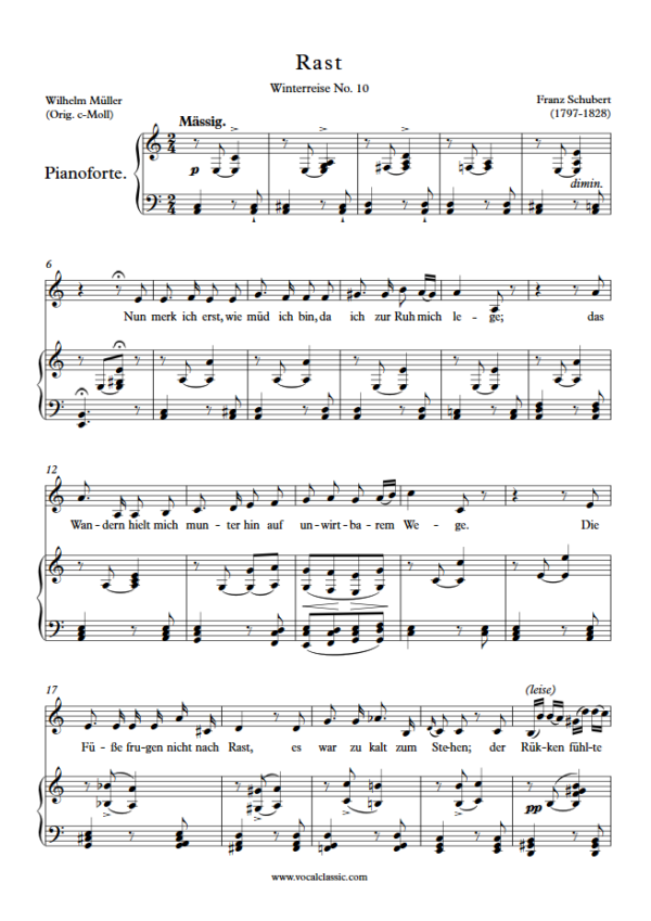 F. Schubert : Rast (A minor Key) PDF Sheet music