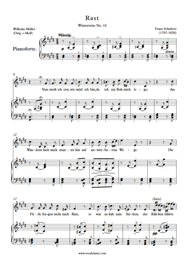 F. Schubert : Rast (C sharp minor Key) PDF Sheet music